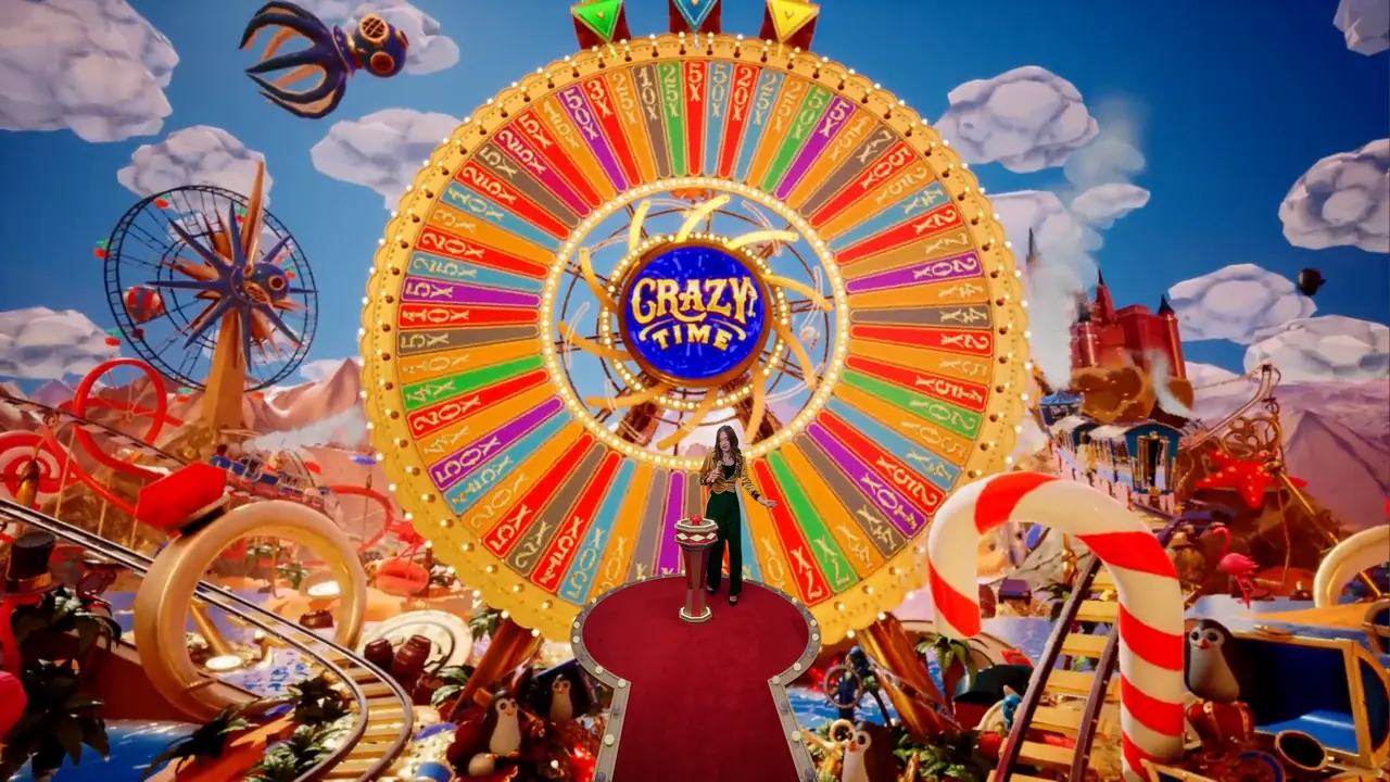 Crazy Balls Crazy Time bonus game: the giant 64-segment wheel
